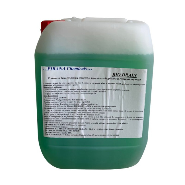 Produs biologic pentru scurgeri şi separatoare de grăsime şi reziduuri organice Bio Drain 10 L Produs biologic pentru scurgeri şi separatoare de grăsime şi reziduuri organice Bio Drain 10 L
