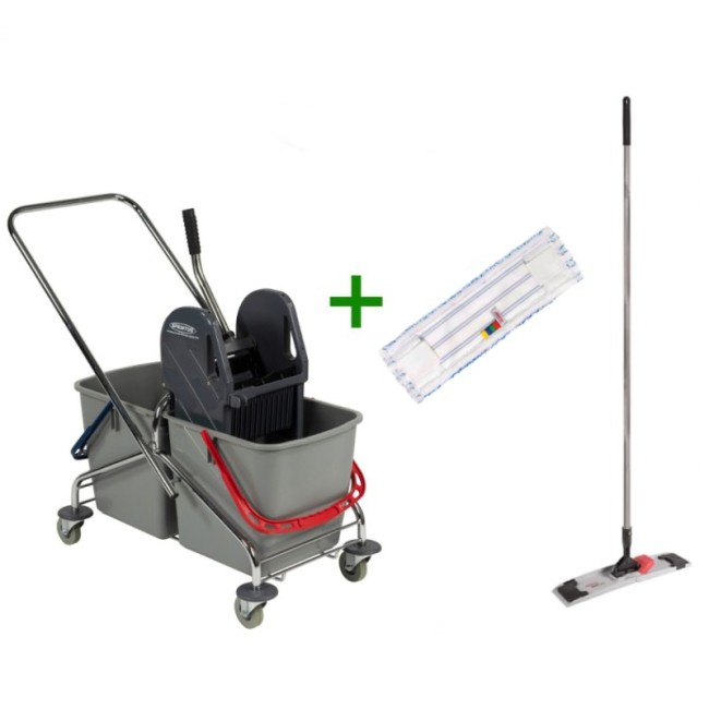 Cărucior curățenie 2 găleți de 27 L + Mop profesional Sprintus Magic Vario 40 cm