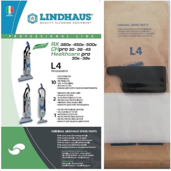 Saci aspirator Lindhaus L4 10 buc. 2 filtre evacuare, 1 filtru motor