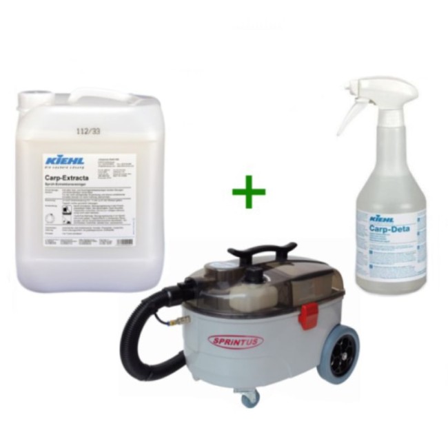 Pachet promoțional: Aspirator injecție-extracție Sprintu SE 7 + Detergent mochete tapițerii Carp-Extracta 10 L + Detergent pete Carp Deta 750 ml