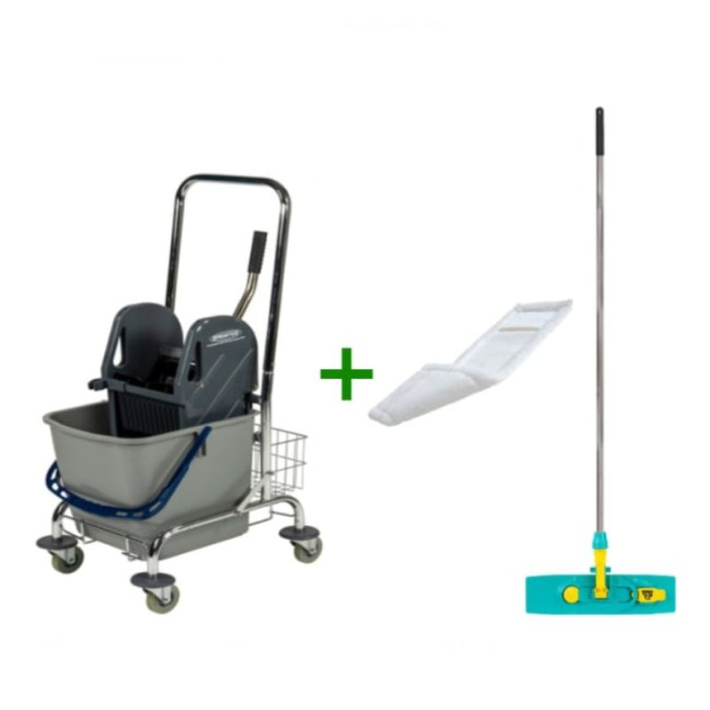 Cărucior curățenie cadru metalic 27 L + Mop profesional TTS BLIK 40 cm